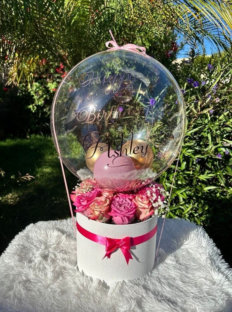 Bubble Balloon with Fresh roses & Money Surprise